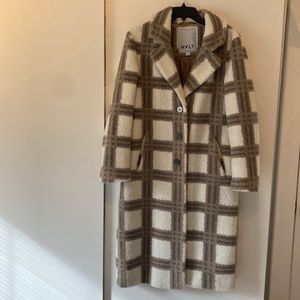 NVLT cream and brown checked coatigan, size S, excellent condition.